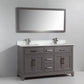 Genoa 60 in. W x 22 in. D x 36 in. H Bath Vanity in Grey with Vanity Top in White with White Basin and Mirror