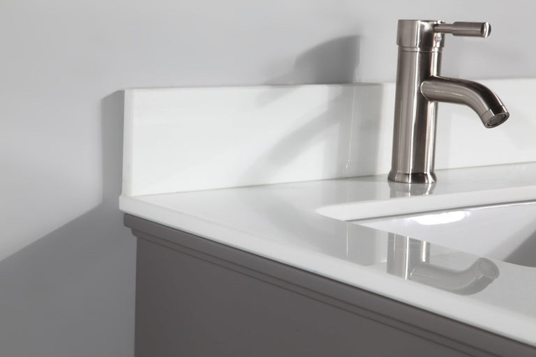 Genoa 60 in. W x 22 in. D x 36 in. H Bath Vanity in Grey with Vanity Top in White with White Basin and Mirror