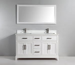 Genoa 60 in. W x 22 in. D x 36 in. H Bath Vanity in White with Vanity Top in White with White Basin and Mirror