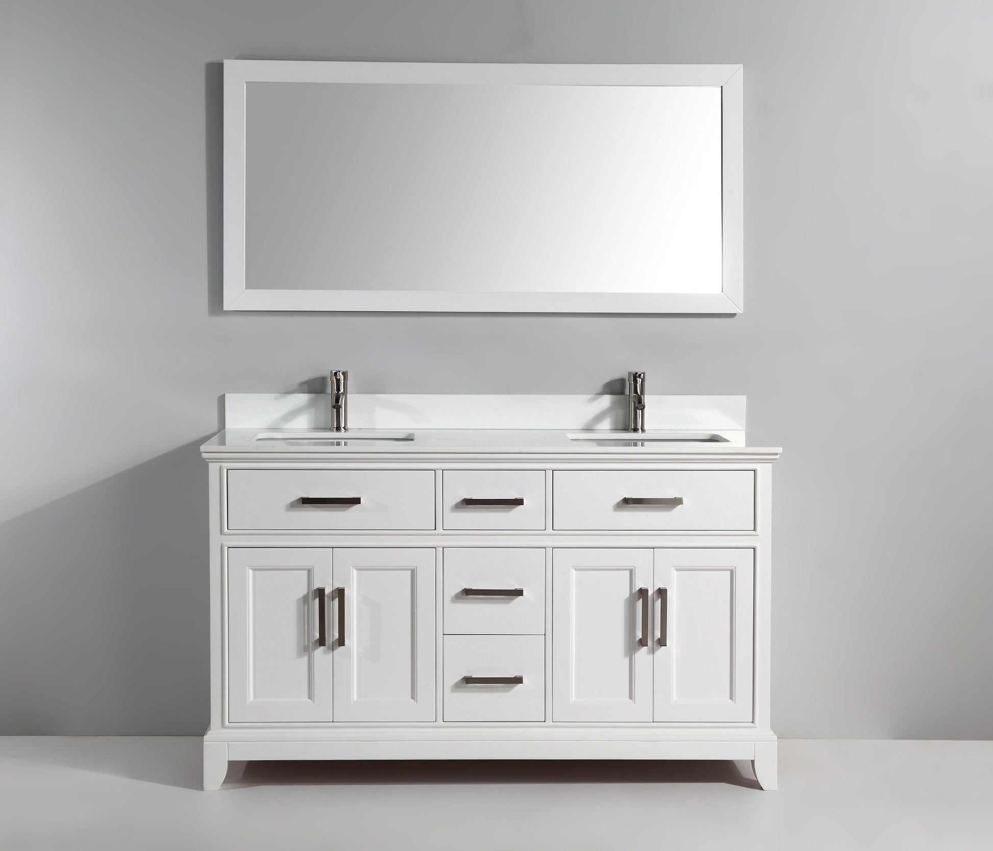 Genoa 60 in. W x 22 in. D x 36 in. H Bath Vanity in White with Vanity Top in White with White Basin and Mirror