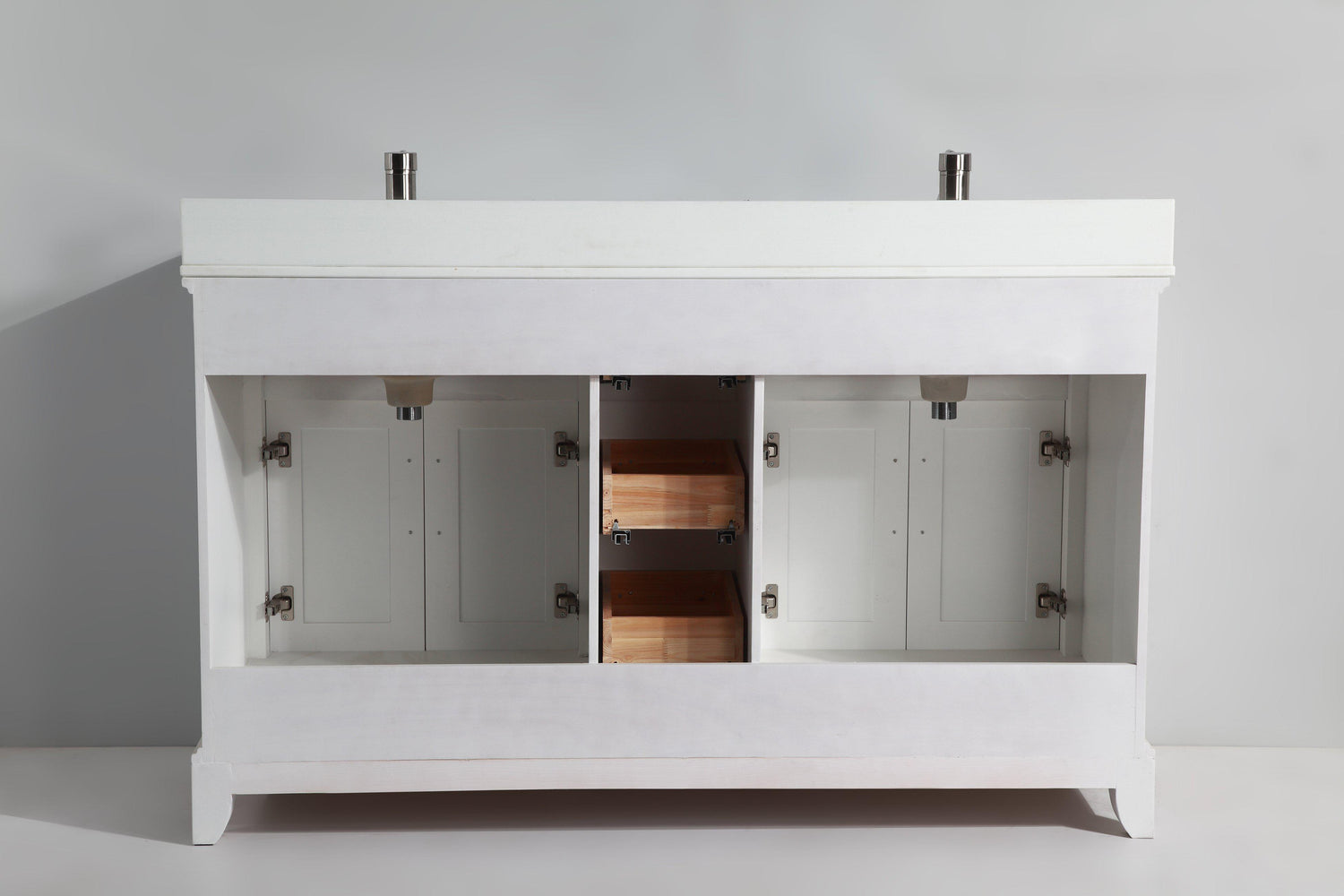 Genoa 60 in. W x 22 in. D x 36 in. H Bath Vanity in White with Vanity Top in White with White Basin and Mirror