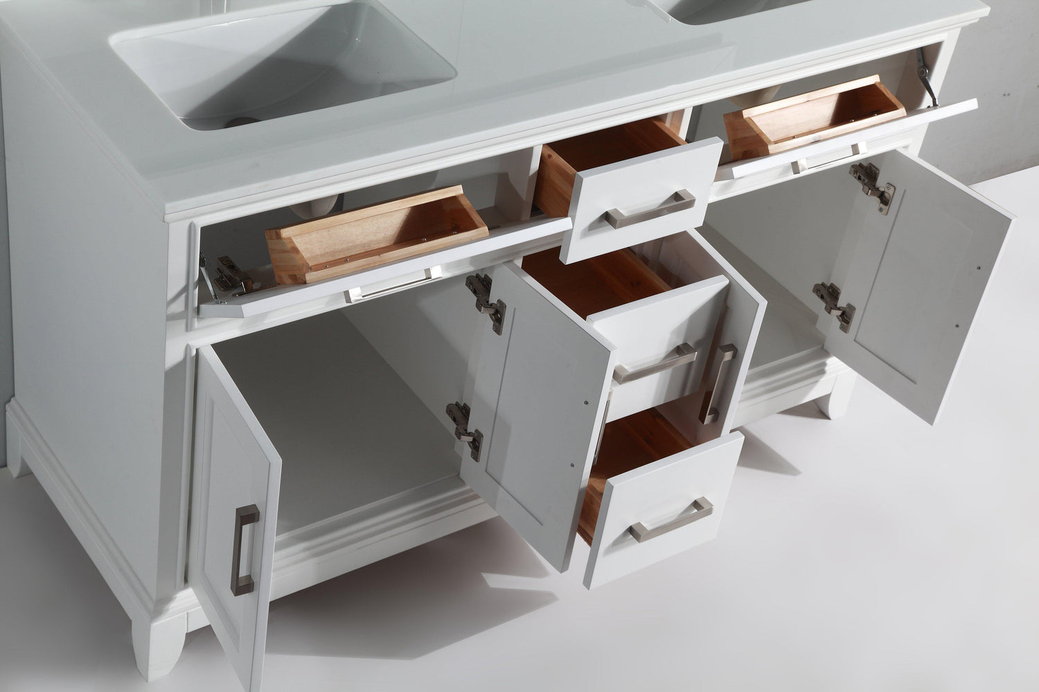 Genoa 60 in. W x 22 in. D x 36 in. H Bath Vanity in White with Vanity Top in White with White Basin and Mirror