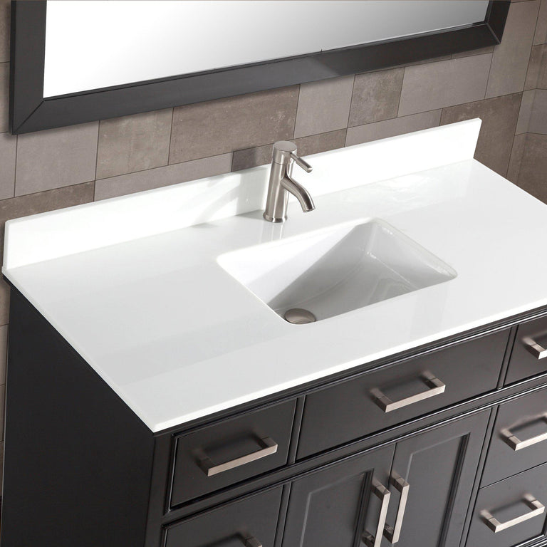 Vanity Art Vanity Set With White Stone Top, Espresso, Standard Mirror, 60"