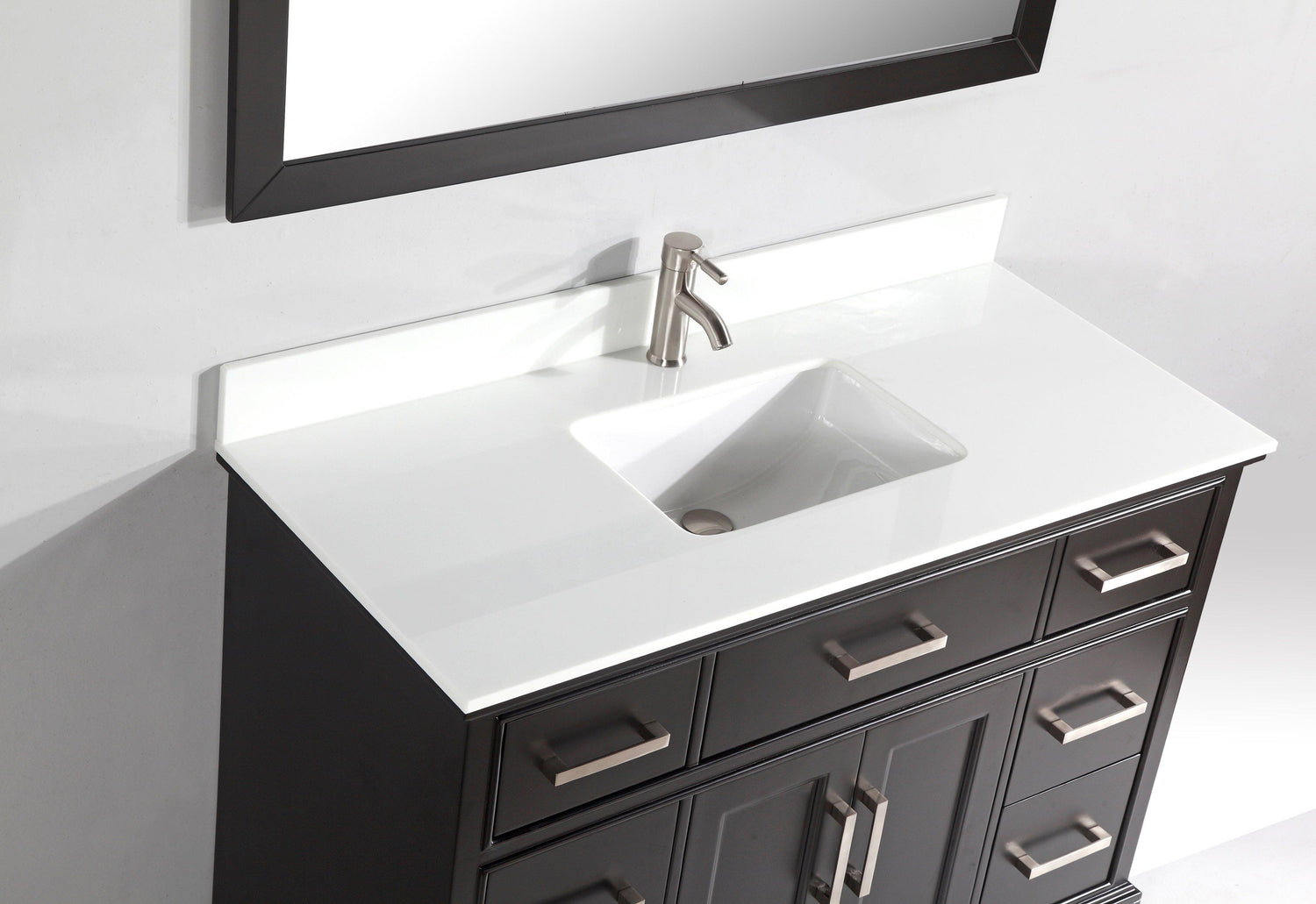 Vanity Art Vanity Set With White Stone Top, Espresso, Standard Mirror, 60"