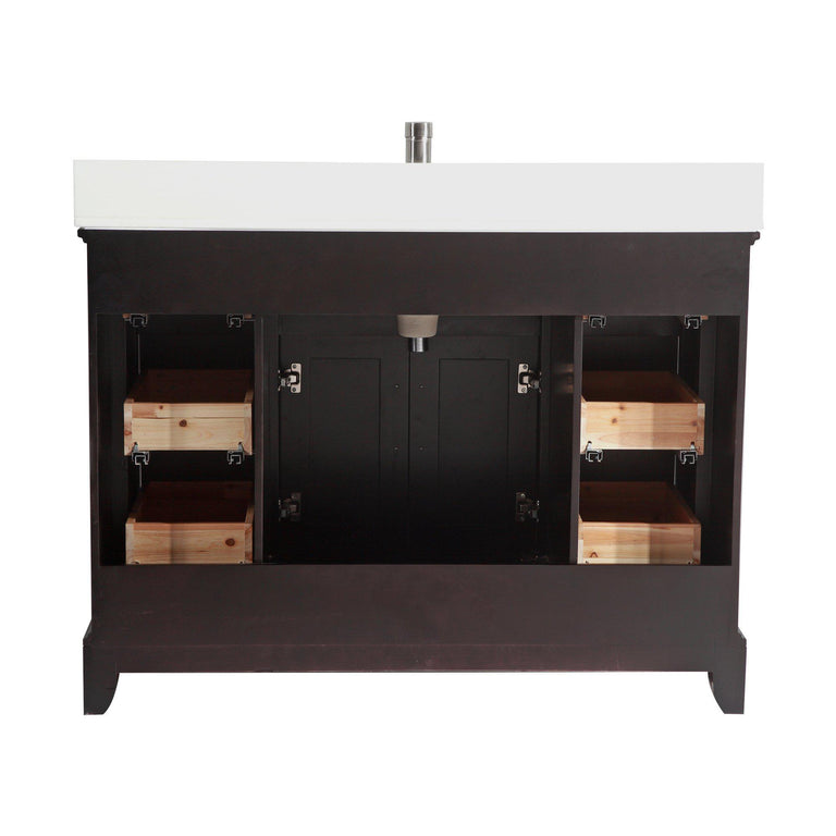 Vanity Art Vanity Set With White Stone Top, Espresso, Standard Mirror, 60"
