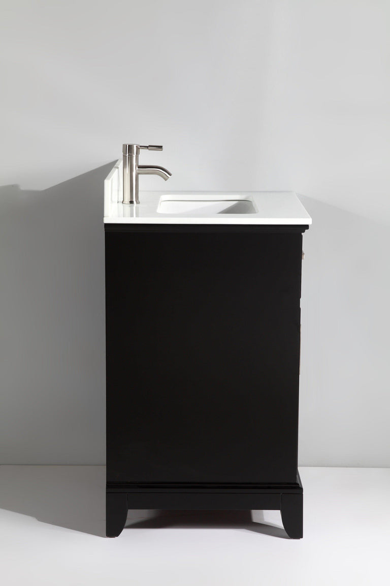 Vanity Art Vanity Set With White Stone Top, Espresso, Standard Mirror, 60"