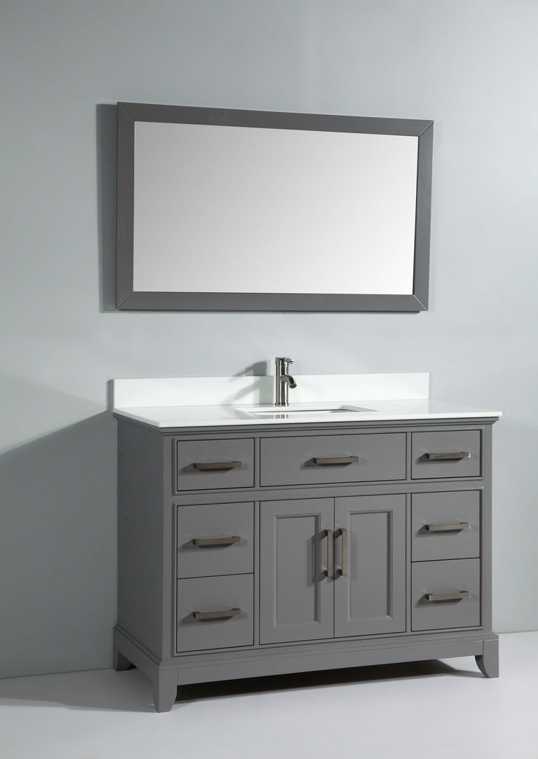 Vanity Art Vanity Set With White Stone Top, Gray, Standard Mirror, 60"