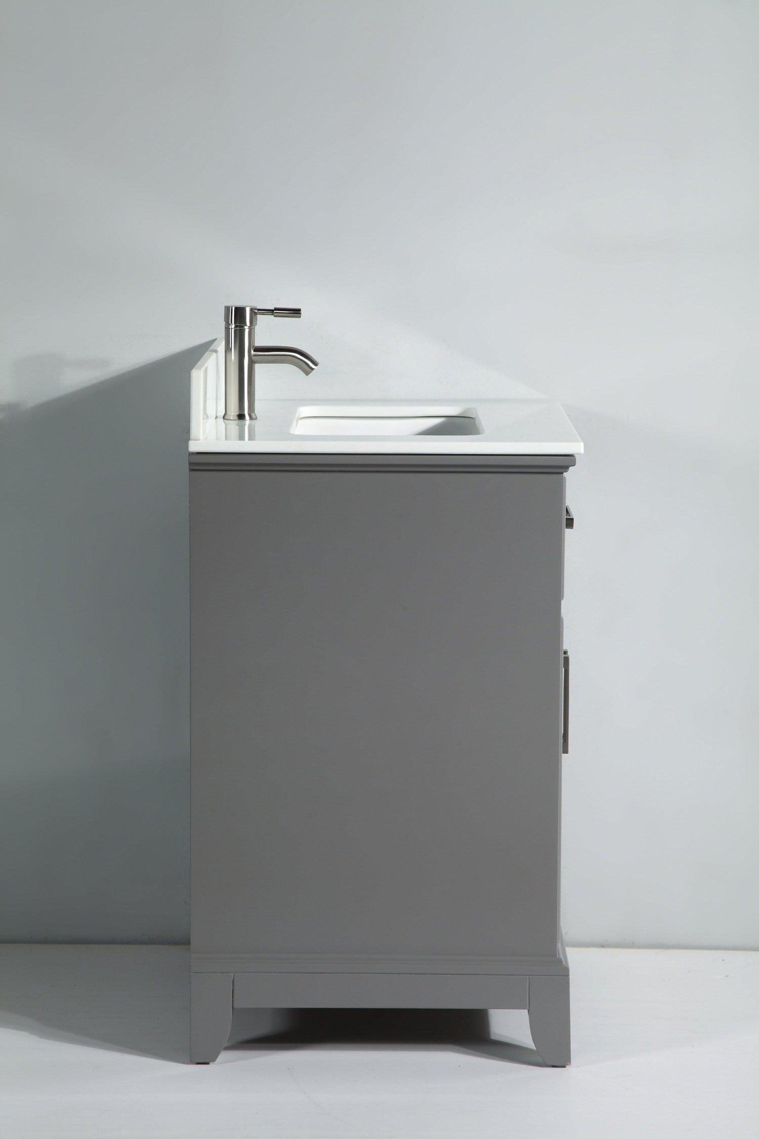 Vanity Art Vanity Set With White Stone Top, Gray, Standard Mirror, 60"