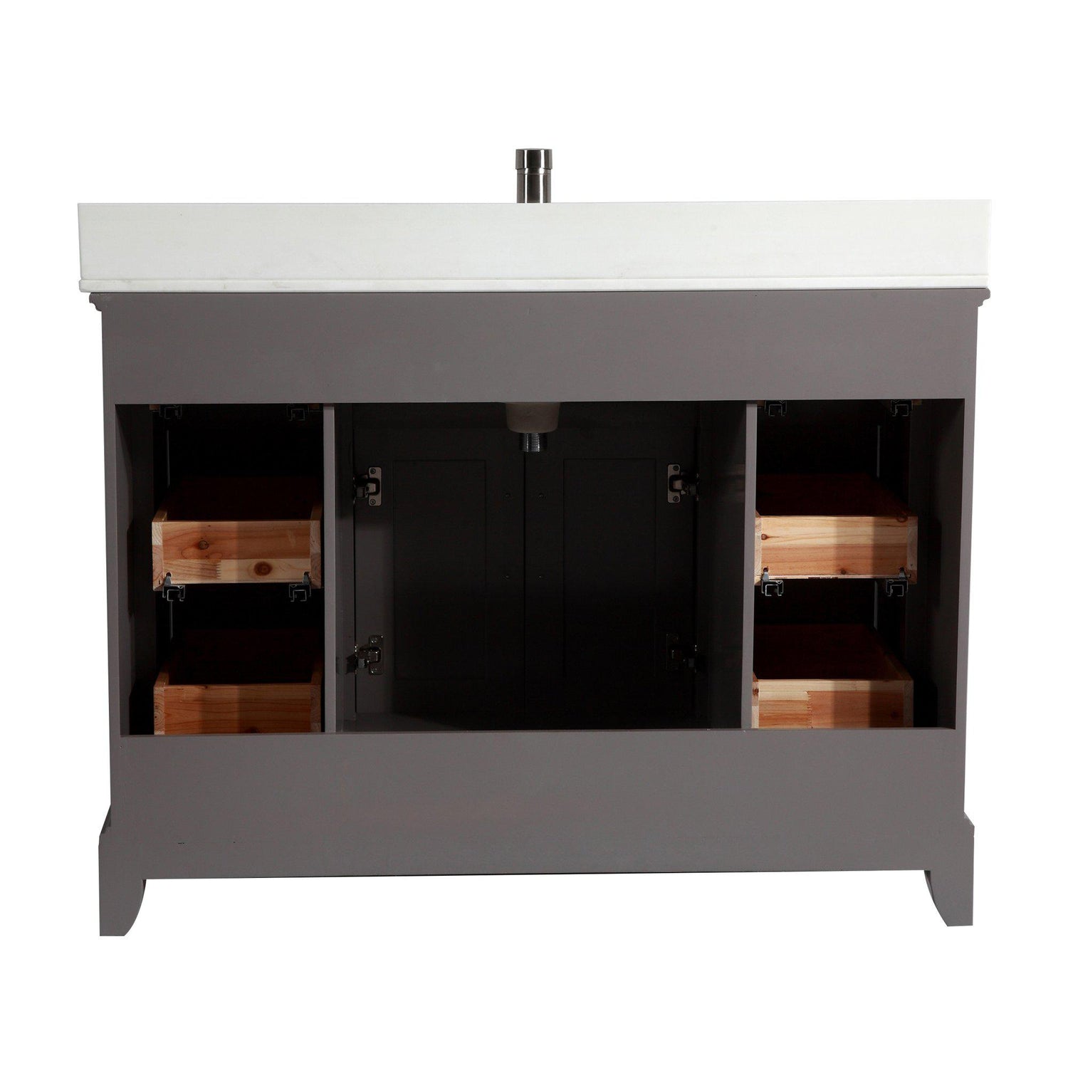 Vanity Art Vanity Set With White Stone Top, Gray, Standard Mirror, 60"