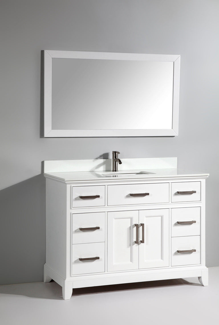 Vanity Art Vanity Set With White Stone Top, White, Standard Mirror, 60"