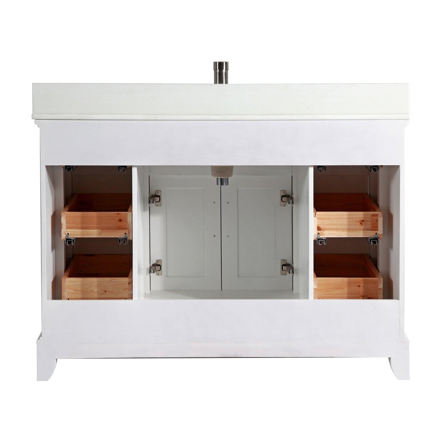 Vanity Art Vanity Set With White Stone Top, White, Standard Mirror, 60"