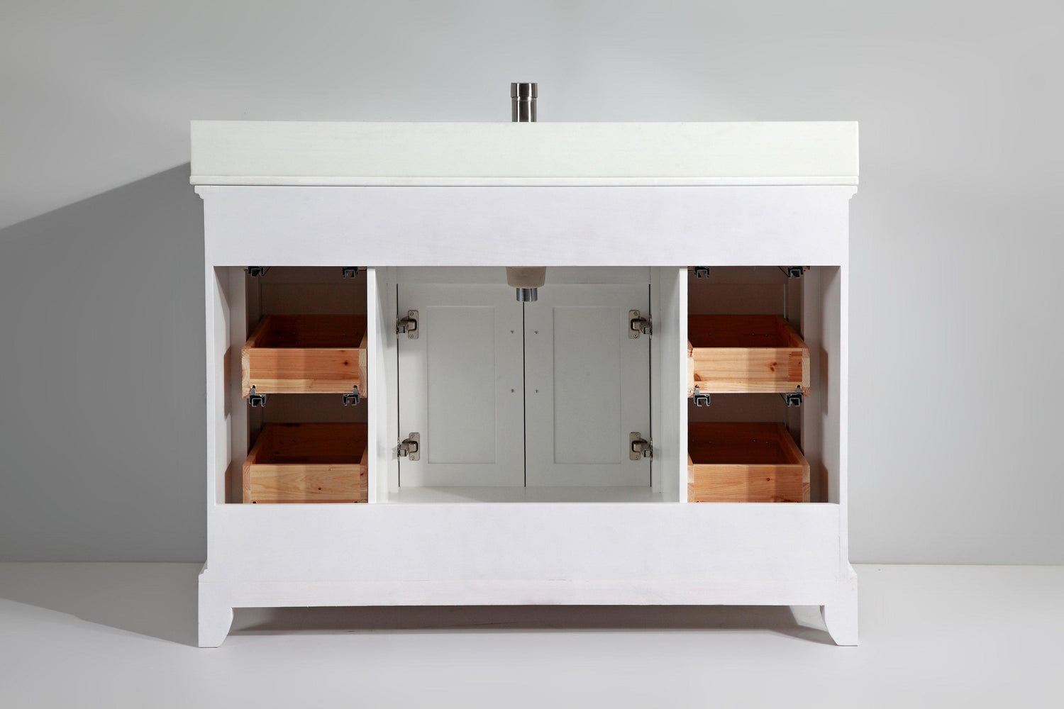 Vanity Art Vanity Set With White Stone Top, White, Standard Mirror, 60"