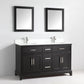 Vanity Art 72 in. Double Sink Vanity & Mirror - Espresso, VA1072DE
