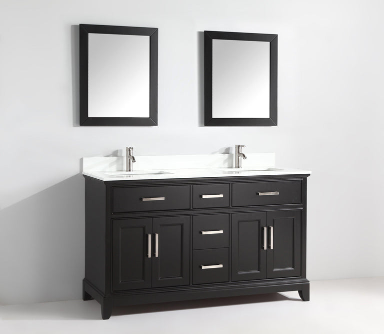 Vanity Art 72 in. Double Sink Vanity & Mirror - Espresso, VA1072DE