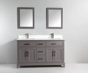 Vanity Art 72 in. Double Sink Vanity & Mirror - Grey, VA1072DG