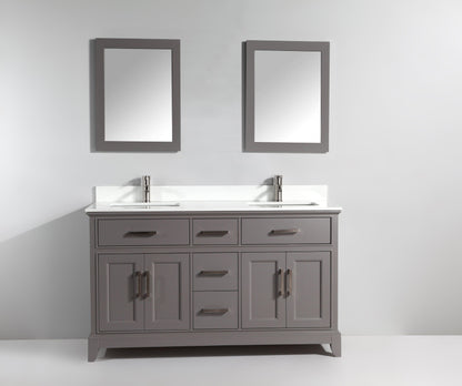 Vanity Art 72 in. Double Sink Vanity & Mirror - Grey, VA1072DG