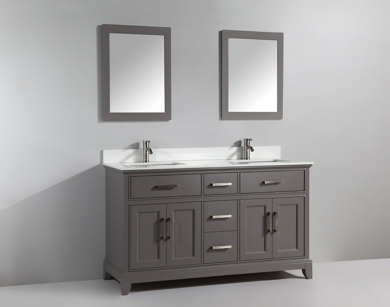 Vanity Art 72 in. Double Sink Vanity & Mirror - Grey, VA1072DG