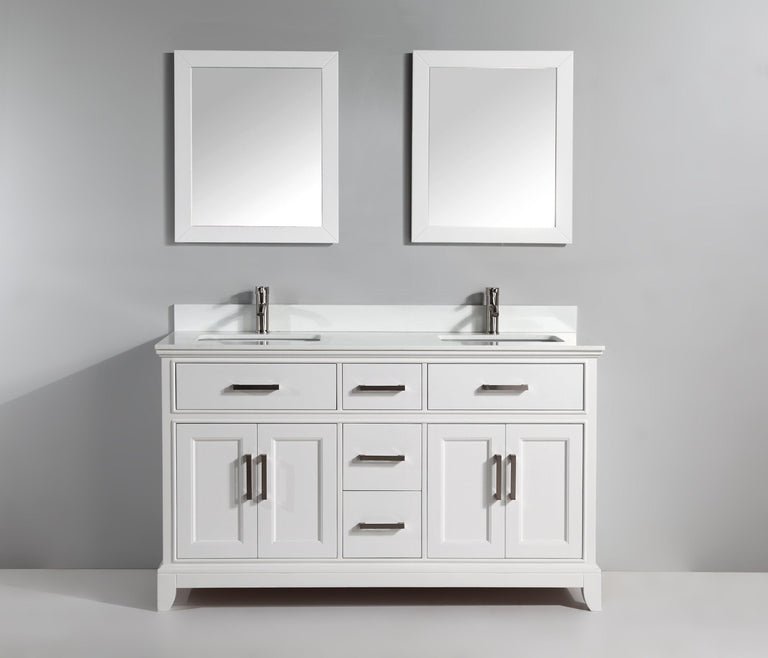 Vanity Art 72 in. Double Sink Vanity & Mirror - White, VA1072DW