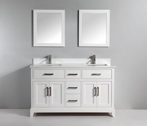Vanity Art 72 in. Double Sink Vanity & Mirror - White, VA1072DW