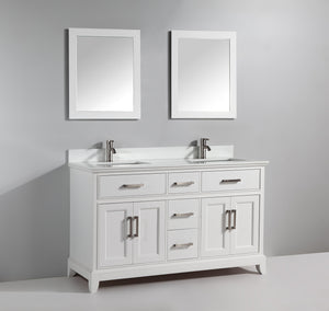 Vanity Art 72 in. Double Sink Vanity & Mirror - White, VA1072DW