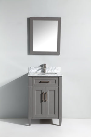 Vanity Art 24 in. Single Sink Vanity in Carrara Marble & Mirror - Grey, VA2024-G