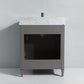Vanity Art 24 in. Single Sink Vanity in Carrara Marble & Mirror - Grey, VA2024-G