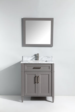 Vanity Art 30 in. Single Sink Vanity in Carrara Marble & Mirror - Grey, VA2030-G