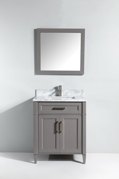 Vanity Art 30 in. Single Sink Vanity in Carrara Marble & Mirror - Grey, VA2030-G