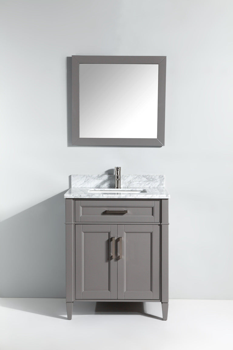 Vanity Art 30 in. Single Sink Vanity in Carrara Marble & Mirror - Grey, VA2030-G