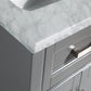 Vanity Art 30 in. Single Sink Vanity in Carrara Marble & Mirror - Grey, VA2030-G