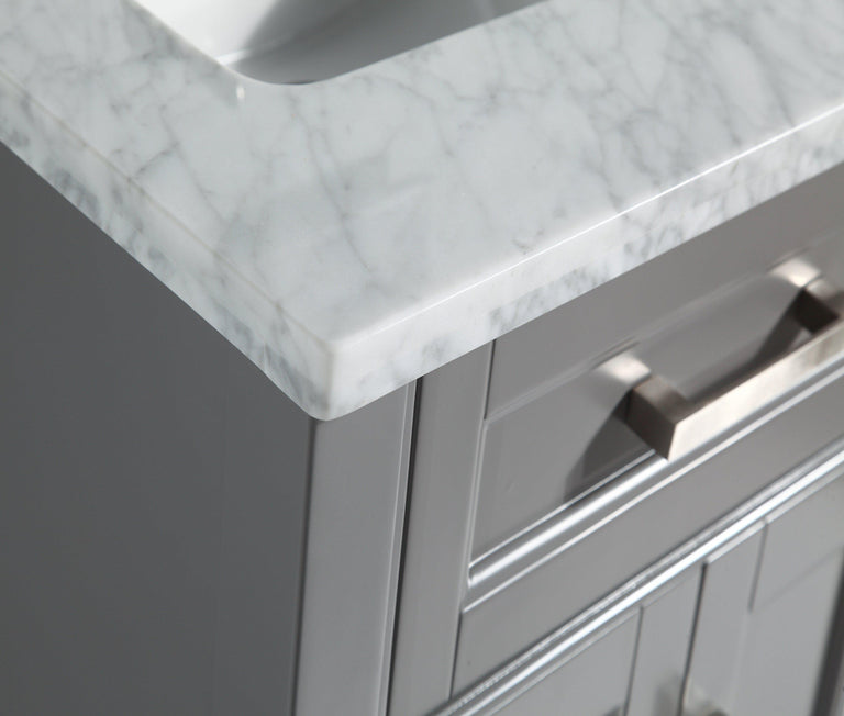 Vanity Art 30 in. Single Sink Vanity in Carrara Marble & Mirror - Grey, VA2030-G