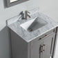 Vanity Art 30 in. Single Sink Vanity in Carrara Marble & Mirror - Grey, VA2030-G