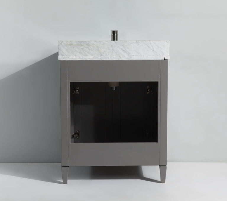 Vanity Art 30 in. Single Sink Vanity in Carrara Marble & Mirror - Grey, VA2030-G