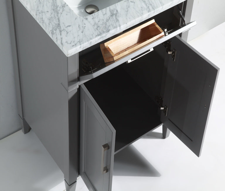 Vanity Art 30 in. Single Sink Vanity in Carrara Marble & Mirror - Grey, VA2030-G