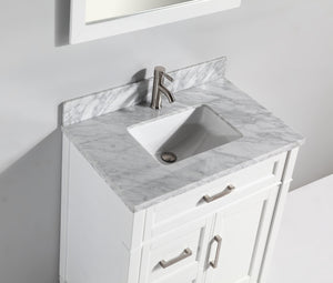 Vanity Art 36 in. Single Sink Vanity in Carrara Marble & Mirror - White, VA2036-W