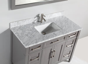 Vanity Art 48 in. Single Sink Vanity in Carrara Marble & Mirror - Grey, VA2048-G