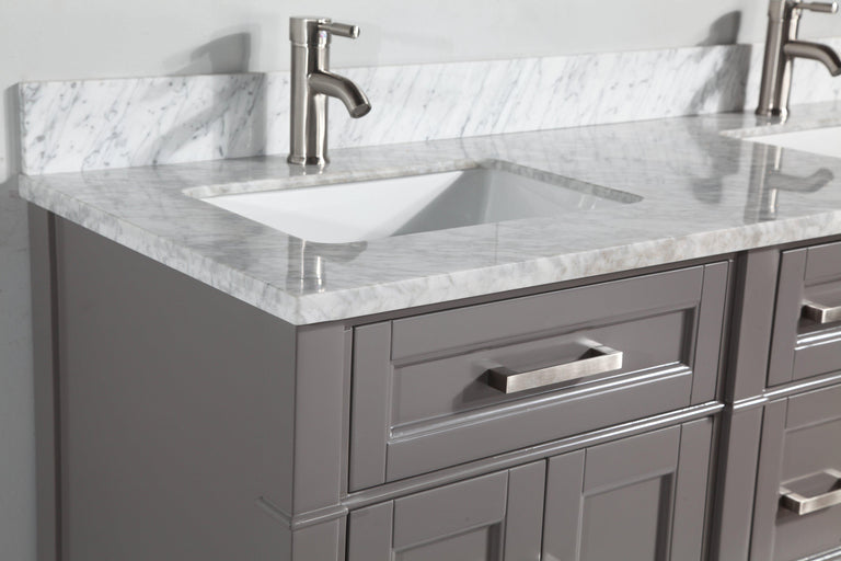 Vanity Art 60 in. Double Sink Vanity in Carrara Marble & Mirror - Grey, VA2060DG