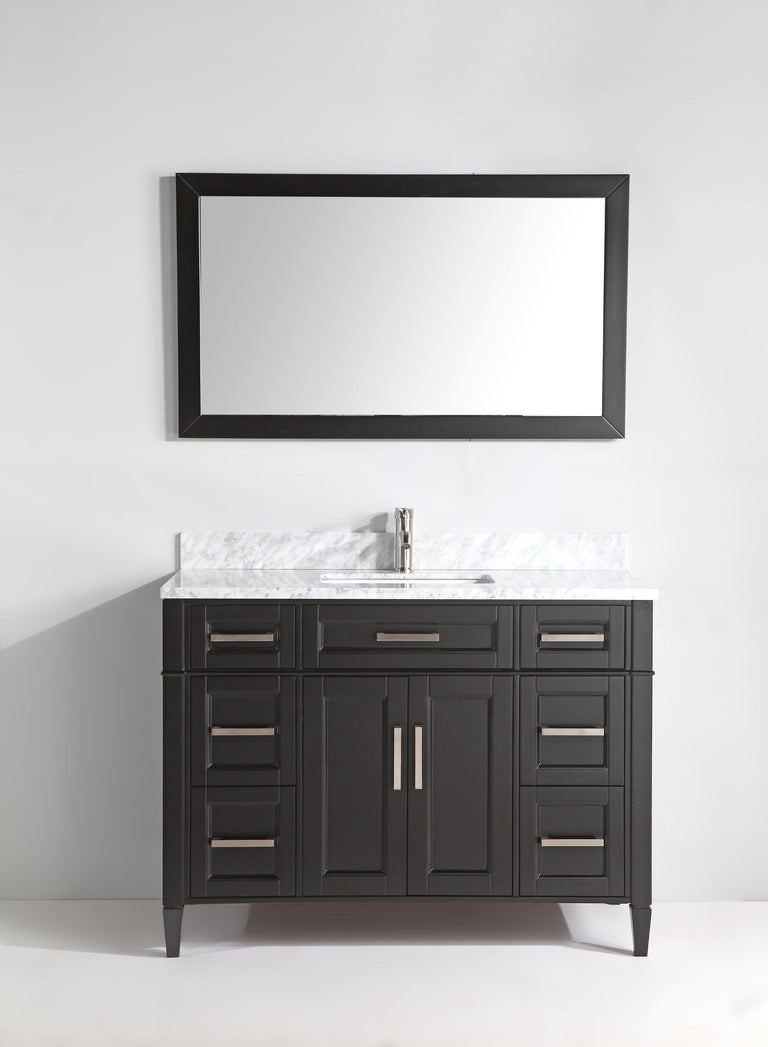 Vanity Art 60 in. Single Sink Vanity in Carrara Marble & Mirror - Espresso, VA2060E