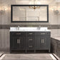 Vanity Art 60 in. Double Sink Vanity in Carrara Marble & Mirror - Espresso, VA2060DE
