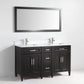 Vanity Art 60 in. Double Sink Vanity in Carrara Marble & Mirror - Espresso, VA2060DE