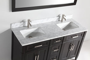 Vanity Art 72 in. Double Sink Vanity in Carrara Marble & Mirror - Espresso, VA2072D-E