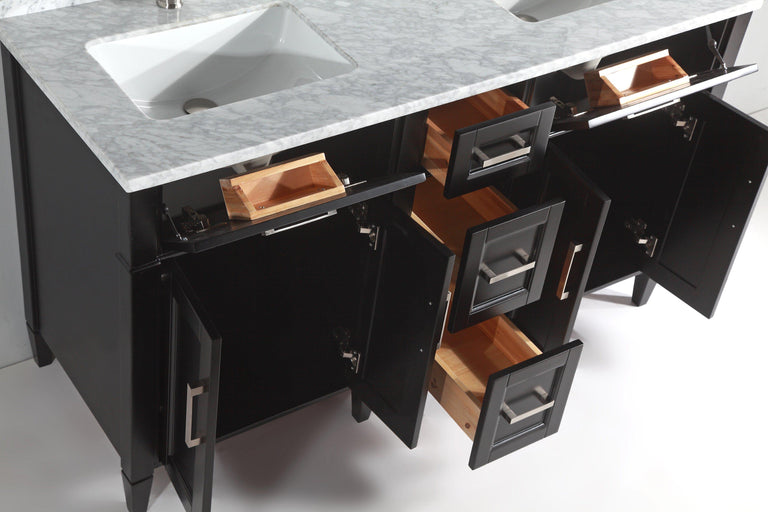 Vanity Art 72 in. Double Sink Vanity in Carrara Marble & Mirror - Espresso, VA2072D-E