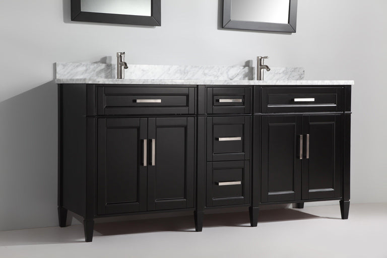 Vanity Art 72 in. Double Sink Vanity in Carrara Marble & Mirror - Espresso, VA2072D-E