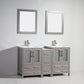 Vanity Art 60 in. Double Sink Vanity Cabinet with Ceramic Sink & Mirror - Grey, VA3024-60G
