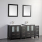 Vanity Art 72 in. Double Sink Vanity Cabinet with Ceramic Sink & Mirror - Espresso, VA3024-72E
