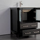 Vanity Art 24 in. Single Sink Vanity Cabinet with Ceramic Sink & Mirror - Espresso, VA3024E