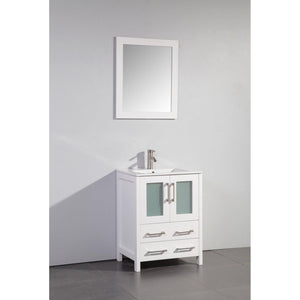 Vanity Art 24 in. Single Sink Vanity Cabinet with Ceramic Sink & Mirror - White, VA3024W