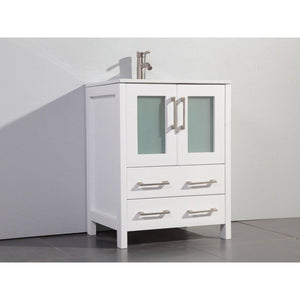 Vanity Art 24 in. Single Sink Vanity Cabinet with Ceramic Sink & Mirror - White, VA3024W