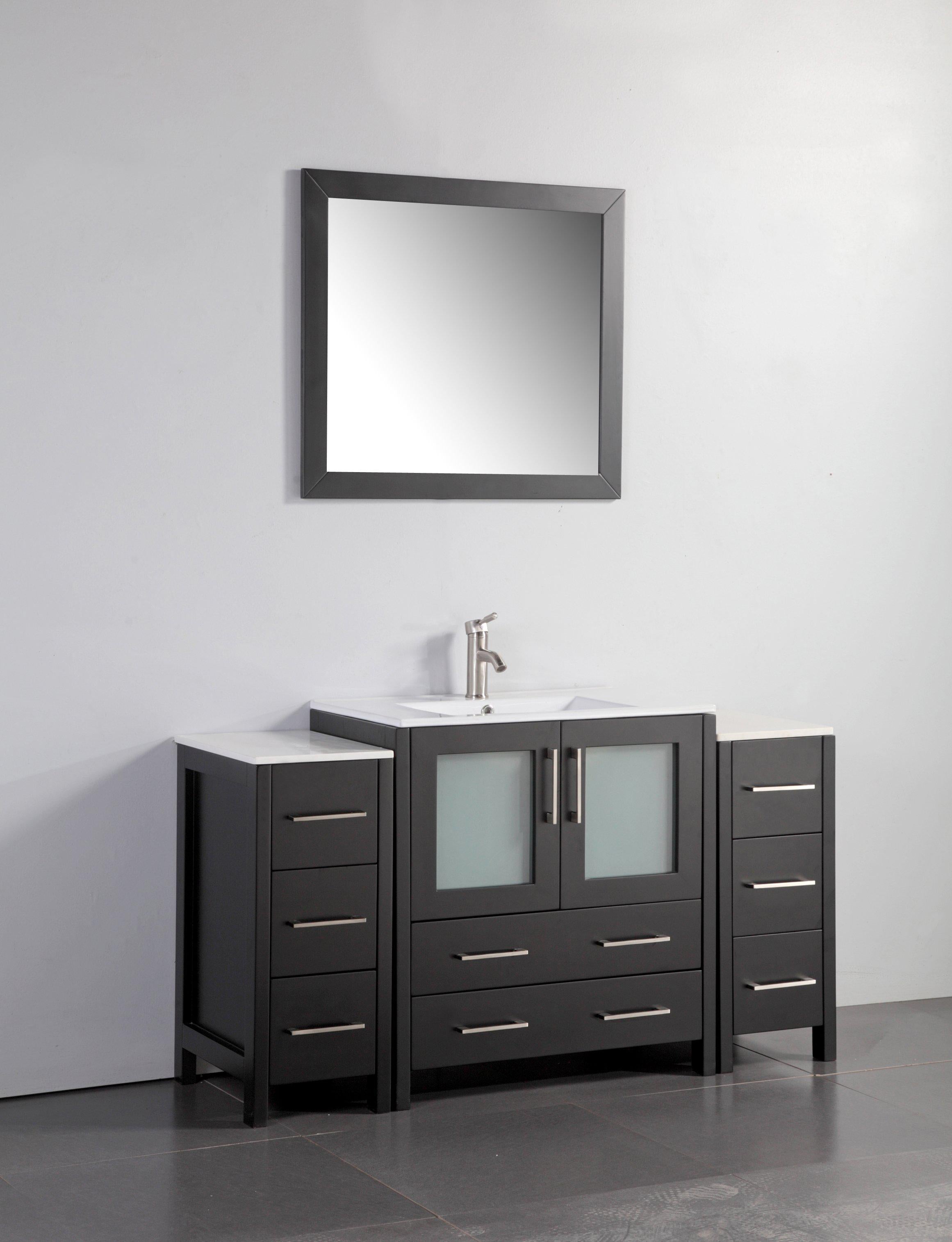 Vanity Art 54 in. Single Sink Vanity Cabinet with Ceramic Sink & Mirro ...