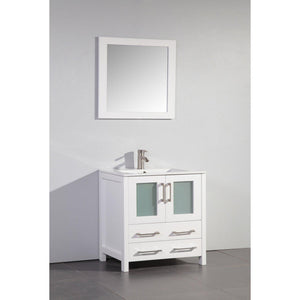 Vanity Art 30 in. Single Sink Vanity Cabinet with Ceramic Sink & Mirror - White, VA3030W